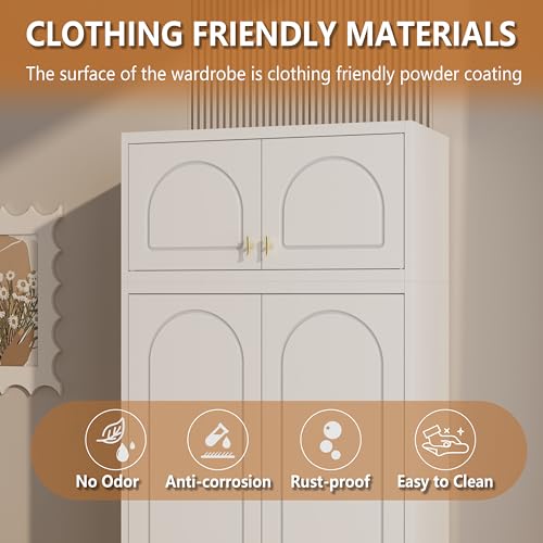 White Metal Wall Cabinet, 32-Inch Wide Overhead Storage for Home Organization