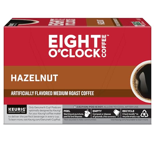 Eight O'Clock Coffee Hazelnut, Single-Serve Coffee K-Cup Pods, Medium Roast, 72 Count