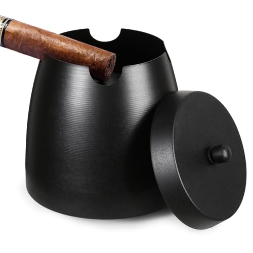 Large Windproof Cigar Ashtray with Lid for Indoor and Outdoor Use