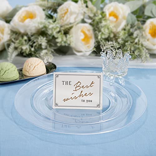 FLOWERCAT 100PCS Clear Disposable Plastic Plates Set - 10 & 7 Inch Heavy Duty Party Dinnerware for Weddings & Holidays (Variation: 100 / Clear)