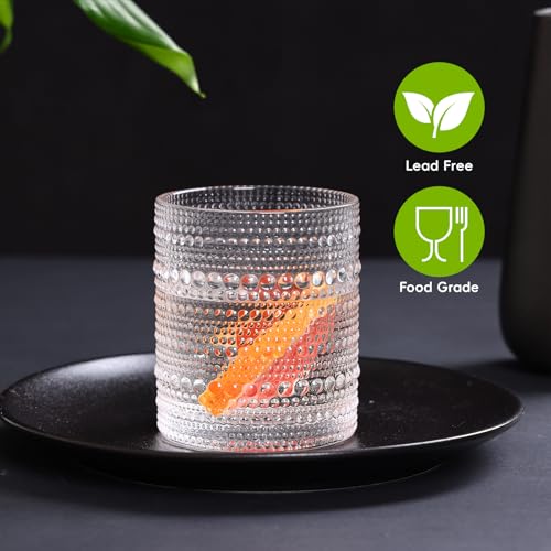 Set of 12 Vintage Hobnail Drinking Glasses, 10 Oz & 12 Oz Embossed Tumblers