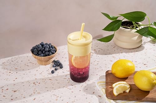 18oz Fluted Glass Tumbler with Straw, Lid, and Silicone Grip