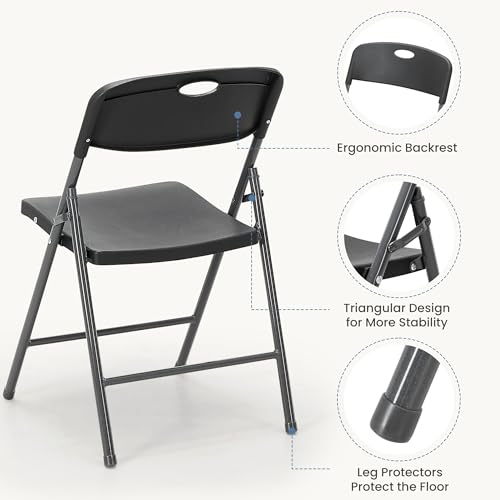 Folding Chairs 2-Pack, Heavy Duty Portable Steel Dining Chairs for Indoor Outdoor