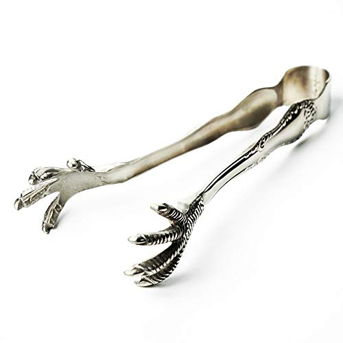 MASSJOY 1pcs Eagle Claw Shaped Ice Tongs for Bar & Ice Serving, 8 Inch Stainless Steel