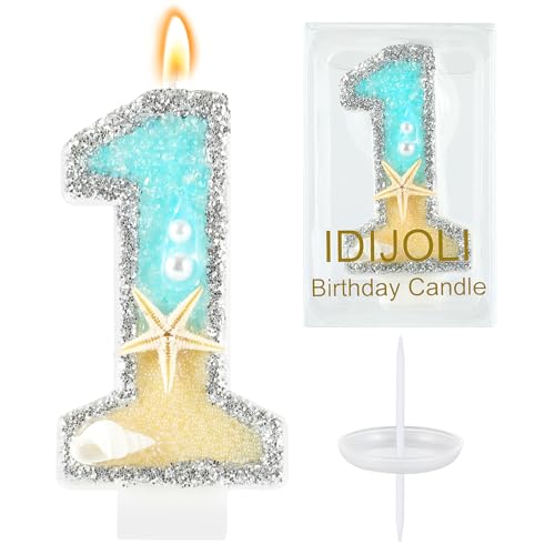 Starfish Number 1 Birthday Candle - Blue Ocean Cake Topper