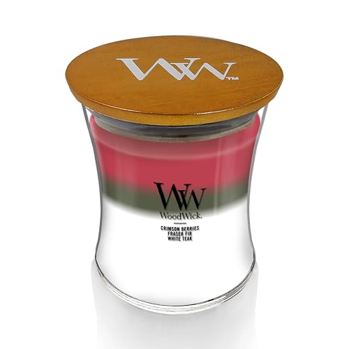 WoodWick Winter Garland Trilogy Holiday Candle Gifts for Women and Men, 9.7 oz Medium Hourglass Trilogy Candle with Crackling Wick