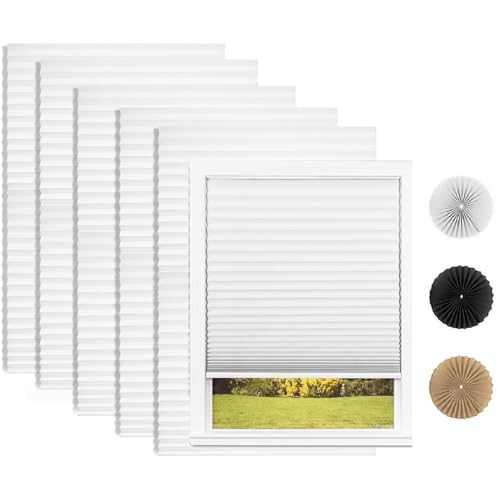 6 Pack Temporary Pleated Paper Shades | Cut to Size, Adhesive, No Tools