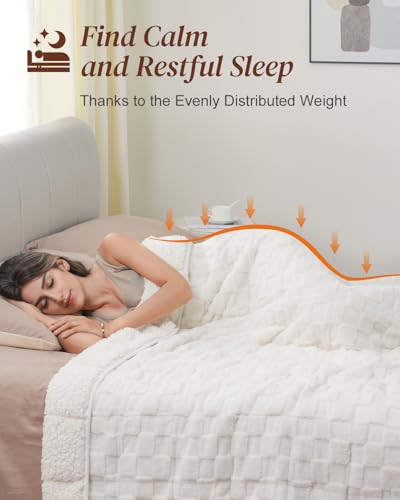 15lbs Weighted Blanket, Dual-Sided Fleece & Sherpa, 60x80