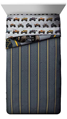 Monster Truck Twin Bedding Set - 4-Piece Reversible Comforter & Sheet Set