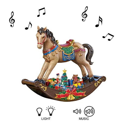 Musical LED Rocking Horse Christmas Centerpiece - Light-Up Tabletop Decor