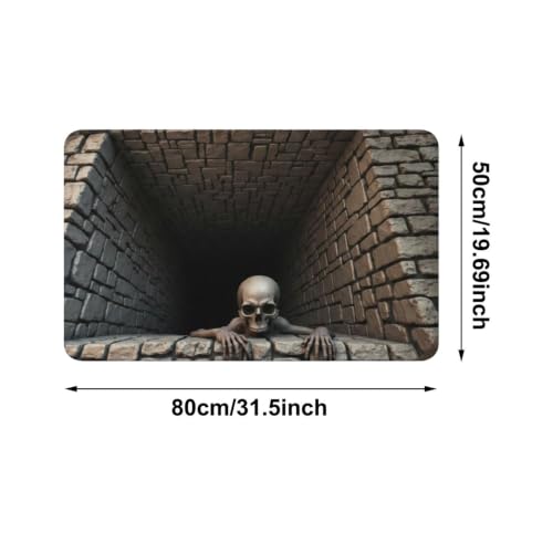 3D Halloween Ghost Skeleton Rug - Non-Slip Entryway Floor Mat 50x80cm