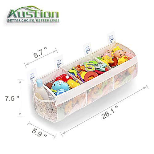 Austion 3-Compartment Bath Toy Organizer - Quick-Drying Mesh Tub Holder