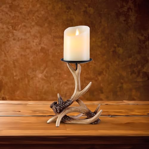 ACH003-2PCS Rustic Antler Candle Holders Fits 3.3" Candles - Brown, Set of 2