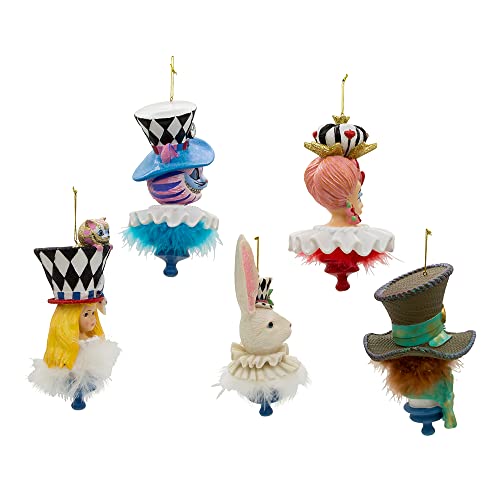 Kurt S. Adler 6.25-Inch Resin Hollywood Hats Ornament Set - Alice in Wonderland