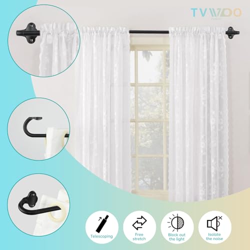 Matte Black Wrap Around Curtain Rod - 28 to 48 Inch Adjustable Blackout Rod