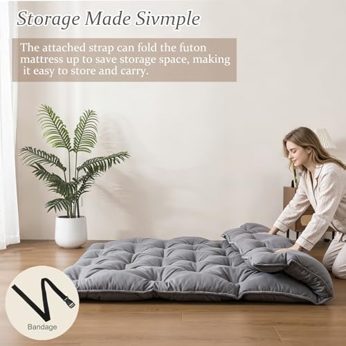 Twin Size Japanese Futon Mattress, 3-Inch Foldable Memory Foam Floor Mat