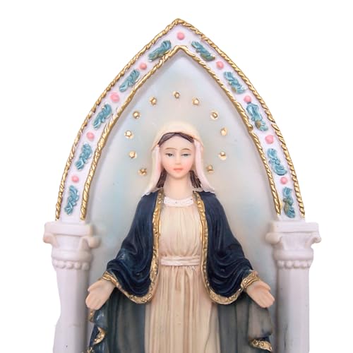 Our Lady of Grace Holy Water Font, 9.25-Inch Hand-Painted Resin Wall Decor