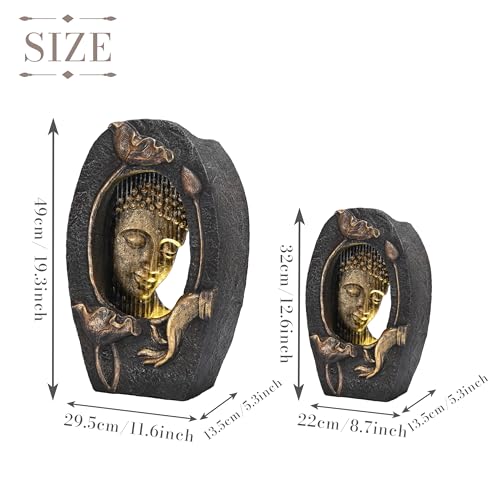 Buddha Water Fountain with LED Light & Pump - Indoor Outdoor Zen Decor