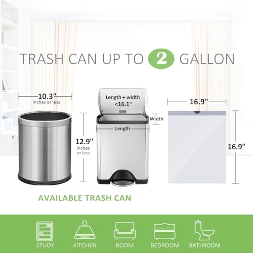2 Gallon Drawstring Small Trash Bags - 90 Count White Bin Liners