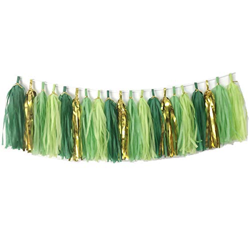 20pcs Green Tissue Paper Tassel Garland Set for Wedding Party Decor