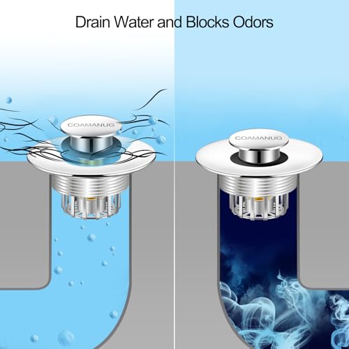 Pop-Up Bathtub Stopper and Hair Catcher - Stainless Steel Drain Protector