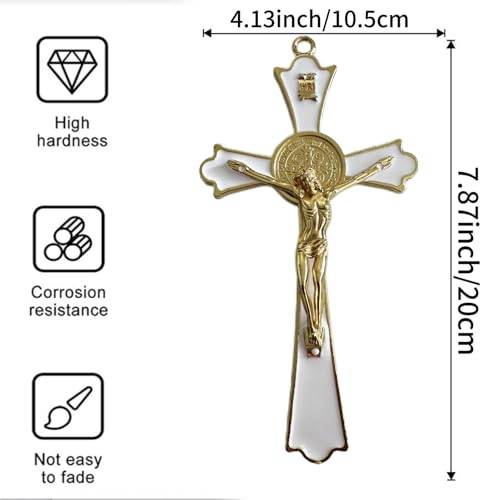St. Benedict Crucifix Metal Wall Art - 7.8 Inch Catholic Religious Decor