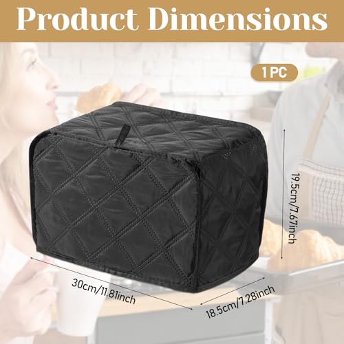 Quilted 2-Slice Toaster Cover - Universal Dust Protector, Black