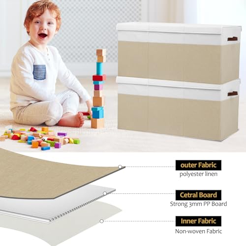 Extra Large Toy Storage Box with Lid & Dividers - Foldable Toy Organizer