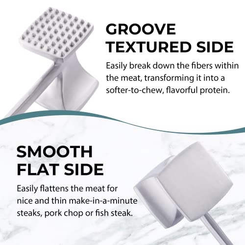 Dual-Sided Heavy-Duty Meat Tenderizer Mallet with Ergonomic Handle