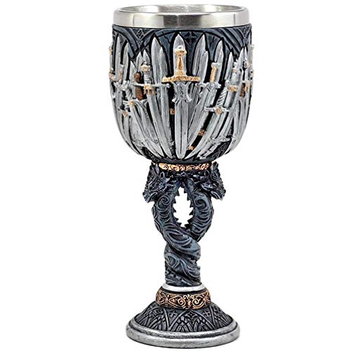 Medieval Dragon Chalice Goblet - Stainless Steel Fantasy Drinking Vessel