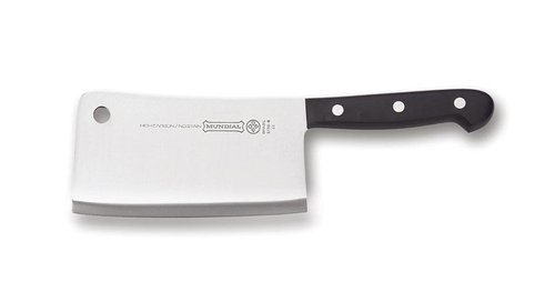 Mundial 5100 Series Meat Cleaver, Carbon Stainless Steel Meat Cleaver with Full Tang, Razor Sharp Edge, with Polyacetal Handle, Black Series
