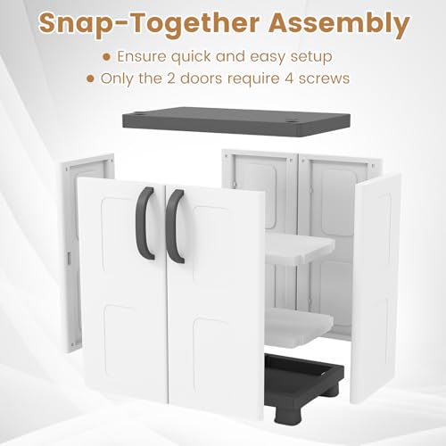 2-Door Waterproof Plastic Storage Cabinet with Adjustable Shelves, 29-Inch