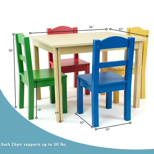 Toddler Table and 4-Chair Set - Sturdy Wood Activity Furniture for Kids