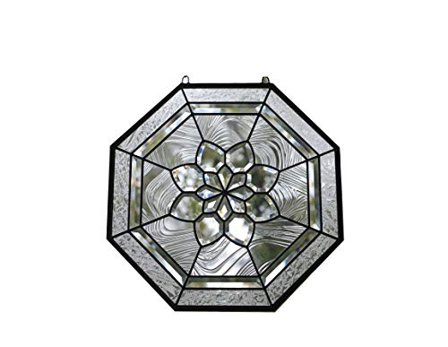 20" x 20" Beveled Clear Stained Glass Hanging Window Panel