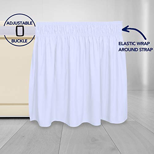 Wrap Around Ruffled Bed Skirt with Adjustable Elastic - 18" Drop, Queen/King