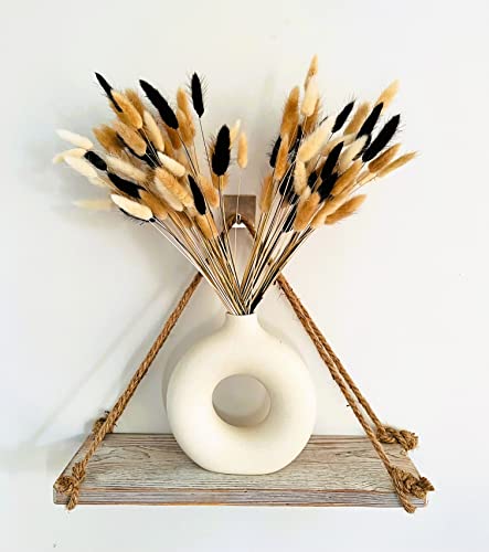 100 Stems Dried Bunny Tails Grass - Natural Black White & Brown Boho Decor