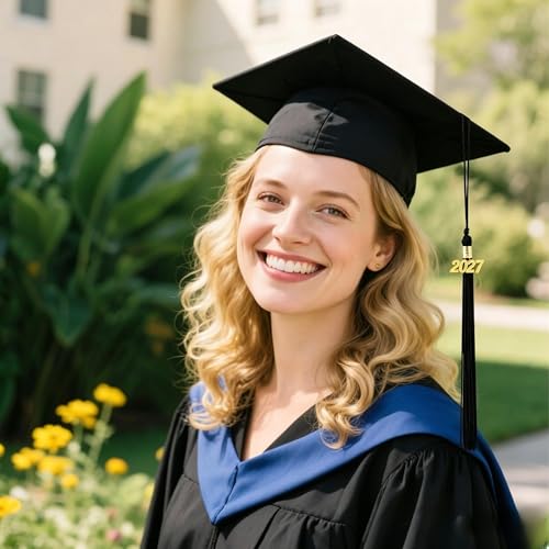 2027 Graduation Cap Tassel with Gold Year Charm - Black