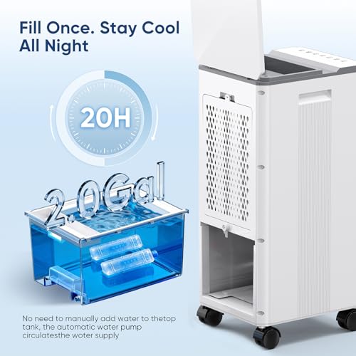 Portable Evaporative Air Cooler Fan 2-Gallon Tank 3 Speeds with Remote