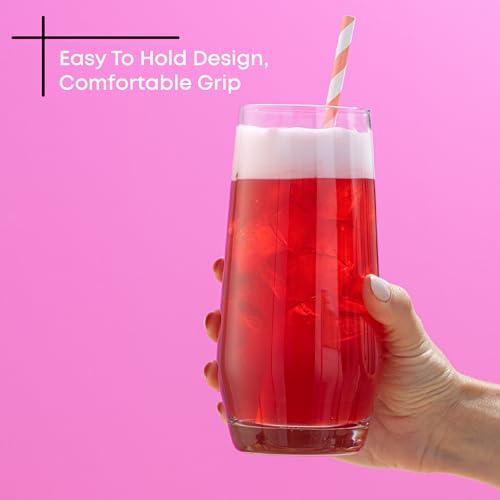 JoyJolt Gwen 18.5 oz Highball Glasses 4-Pack - Lead-Free Crystal Cocktail & Water Glasses