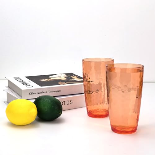 20 oz Acrylic Drinking Glasses - Set of 6 Shatterproof Stackable Tumblers