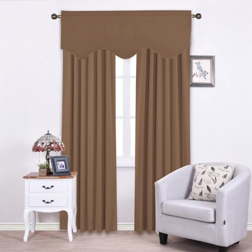 NICETOWN Valance Curtains for Windows, Rustic Farmhouse Window Treatment Short Blackout Valances for Shower Decor/Basement/Thanksgiving, 4 Panels, 52 W x 18L, Cappuccino