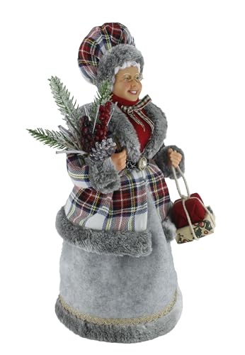 Windy Hill 16-Inch Mrs. Claus Tartan Plaid Holiday Decor Figurine