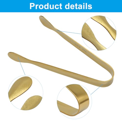 MangoOrder 2 Pack Gold 4.3 Inch Stainless Steel Sugar Cube Tongs - Kitchen & Bar Utensils