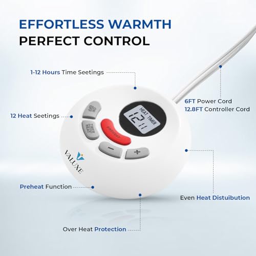 Heated Mattress Pad Queen Size | 12 Heat Settings & Auto Shut Off