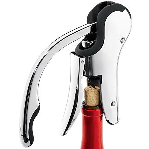 Stainless Steel Wine Corkscrew Opener with Foil Cutter - Compact Vertical Design