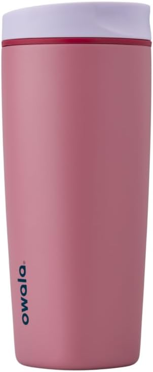 Owala SmoothSip 20 oz Insulated Stainless Steel Coffee Tumbler - Reusable Iced & Hot Coffee Mug, Purple/Pink (Crochet Queen)