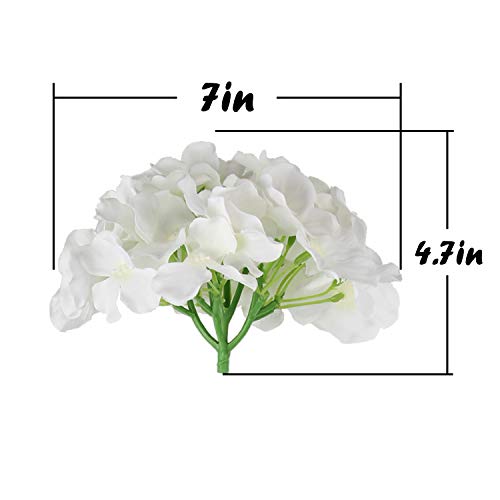 Silk Hydrangea Flower Heads with Stems - Pack of 10 (White)