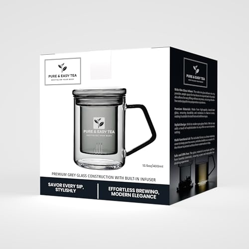 Pure And Easy Glass Tea Infuser Mug 400ml – Plastic-Free Loose Leaf Steeping Cup
