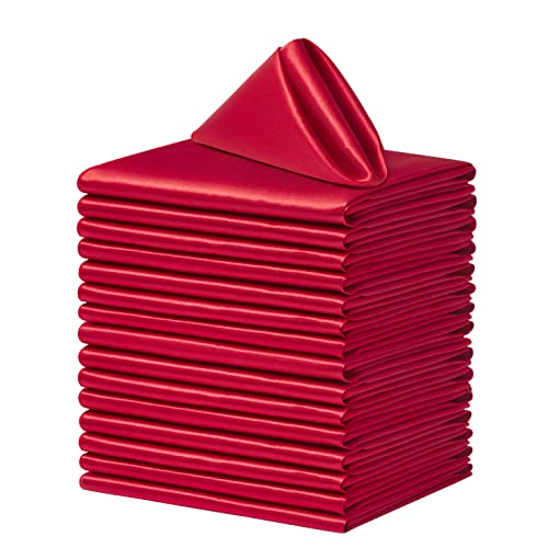 Red Satin Dinner Napkins 20x20 Inches - 100 Pack for Weddings and Parties