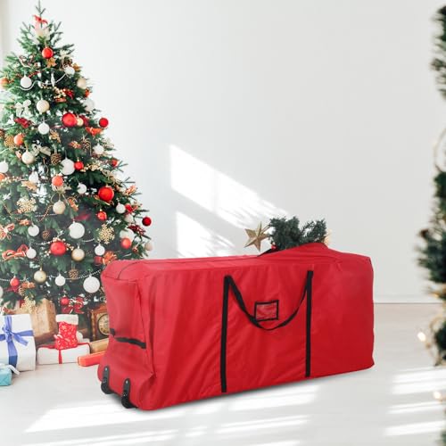 Wesnoy 7.5 Ft Heavy Duty Christmas Tree Storage Bag with Wheels - Red